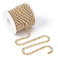 Premium golden base rhinestone claw chain for DIY crafts and jewelry making decoration - AB Gold Bottom / Medium Bulk Roll