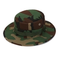 Outdoor camouflage boonie hat in green woodland pattern with wide brim for sun protection - One Size / US Woodland