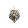 Nordic Viking wolf head pendant in silver and gold dual-tone stainless steel - Two-tone Gold [Pendant Only]