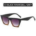 Fashionable square sunglasses with black and hawksbill frame and grey gradient lenses - Black and Leopard Print