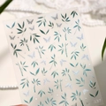 Bamboo and butterfly nail art stickers in teal and white with shimmer finish, M-1237 - Glitter Green Bamboo Butterfly (M-1237)