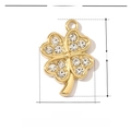 Macro detail of gold stainless steel four-leaf clover pendant with zircon dimensions - Gold Slender Clover