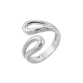 Macro detail of the irregular wave design and polished silver finish of the open ring - Irregular Wave Style / Silver