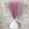 Artificial deep purple pampas grass in white ceramic vase on a vintage background - Purple
