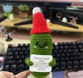 Handmade crochet emotional support pickle doll with Christmas hat and encouraging card - Pickle with Santa Hat