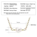 Baroque natural freshwater pearl necklace with S925 silver in a golden finish - Baroque Cylinder / K Yellow Gold