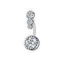 Macro detail of silver navel ring with four graduated sparkling round zircon stones - Style 17-Gradient 4-Small Round Diamond