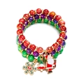 Dreilagiges Weihnachts-Perlenarmband Set mit roten, lila und grünen Perlen und Anhängern - 3er-Set Rot Lila Grün Schneeflocke Baum Weihnachtsmann