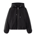 Women's black hooded jacket with contrast white side stripes and zip-front closure - XS / Black