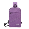 Borsa a tracolla viola resistente all'usura con porta USB e tracolla regolabile - Viola