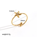 Detailed view of adjustable golden starfish ring with zircon and 9.5mm decoration - Starfish Shape Zirconia Ring (TR4519)