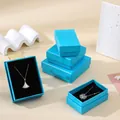 Sky blue linen textured jewelry boxes with black velvet lining for necklaces and earrings - Linen Pattern Sky Blue; 5*8*3cm