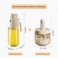 Kitchen oil sprayer 500ml and glass seasoning jar set with cream lids for oil salt control - [Oil & Salt Control Set] 500ml Oil Bottle + Seasoning Jar