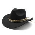 Classic black wool western cowboy hat with ethnic braided band and gold bead accents - M (56-58cm) / Black