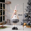Poupée renne en peluche de Noël avec chapeau rose et bois lumineux pour décoration de fête. - Renne de Noël Avec Pantalon Kaki