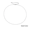 Minimalist round snake chain necklace in steel color with secure lobster clasp and extender - 1mm/38+5cm / Steel Color (YX15661)