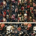 6x6 inch Rose of Terror scrapbook paper pad featuring 12 vintage gothic skull designs - R2441 24 Sheets
