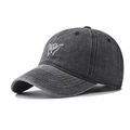 Gorra de béisbol de algodón gris oscuro lavado con bordado de mano Shaka blanco - Negro