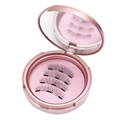 Pink round portable case with 4 pairs of magnetic false eyelashes and interior mirror - 078