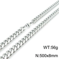 Zilveren 500x8mm Cubaanse schakelketting met gepolijste afwerking en drakensluiting - Staalkleur Gepolijste Afgeronde Cubaanse Ketting (Kreeftsluiting) / 20cm