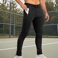 Pantalón deportivo negro para hombre con cordón y bolsillo con cremallera lateral - S / Negro