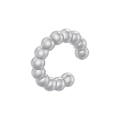 Dettaglio macro di un earcuff a C argento con design a catena di sfere lucide - VE970 Catena con Perline / Oro Bianco