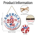 Letrero de madera 30cm 250 aniversario EE. UU. con águila y bandera 1776-2026 para puerta - Estilo 250 Aniversario(Y26Y90133_Q)