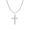 Silver stainless steel cross pendant necklace with zircon heart inlay for women - Silver N0019S