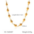 Detail view of 18K gold plated stainless steel teardrop necklace with size parameters - Water Drop Style (HC-N40467)