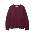 Set coordinato donna con cardigan in maglia bordeaux e minigonna su sfondo bianco - S / Top Rosso Vino