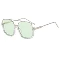 Double bridge pilot sunglasses with light green lenses and transparent frames - Transparent Frame Green Lens