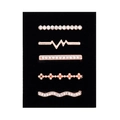 Detailed set of 5 rose gold decorative metal rings with rhinestones for silicone watch bands - D3025 Rhinestone Bar Set 15