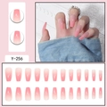 Faux ongles à coller dégradé rose brillant avec forme ballerine longue, modèle Y-256 - Rose Brillant Dégradé High-light (Y-256)