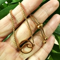 Bracelet chaîne box dorée ajustable avec pendentif rond évidé et fermoir coulissant réglable - ML-YSSB0041 Cercle Doré Vague