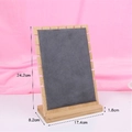 Bamboo and grey velvet necklace display stand with side notches and dimensions 24x17cm - Dark Gray - 6 Slot Wide Stand
