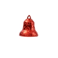 Polierte rote Weihnachtsglocke mit geprägtem Blumenmuster und Aufhängeschlaufe für Kränze - 5cm Durchmesser / Rot