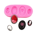 Halloween silicone mold featuring skull, anatomical heart, and spider shapes for cake decor - 2# Gothic Skull / Pink