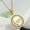 Gold stainless steel tree of life necklace with pavé crystal halo and镂空 detailing - Gold Hollow Skull