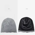 Breathable pleated cotton beanie for women with warm fleece lining and elastic fit - Winter Fleece Lined Style / Gray