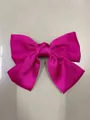 Elegant rose red satin oversized bow hair clip with a smooth ribbon texture finish - Rose Red Spring Clip