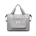 Light grey large capacity travel duffel bag with bottom shoe compartment - Gray