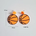 Orangefarbene Basketball-Ohrringe aus Acryl, 47 mm Sport-Themen-Schmuckzubehör für Damen - M141 Basketball