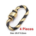 Set of four gold and black enamel twisted oval screw clasps for jewelry making - Style 68 (Black & Gold Stripes Clasp 25x13.2mm)