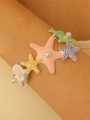 Bracelet charms étoiles de mer colorées et coquillage avec perles en émail pastel - Bracelet Étoile de Mer Multicolore Argent Brillant (12428)
