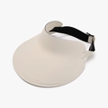 Cremeweißer UV-Schutz Sonnenhut mit offenem Oberteil und breitem schwarzen Gummiband - Verstellbar / Beige