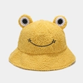 Dettaglio della spessa trama in pile orsetto giallo zenzero e degli occhi di rana in peluche - M(56-58cm) / Giallo