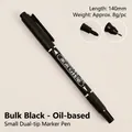 Dual-tip black permanent marker with fine and needle points for drawing and sketching - Oil-based Hongcheng / Bulk Packaging / Black