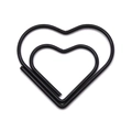 Minimalist black heart-shaped metal paperclip for creative office and bookmark use - Black