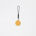 Levendige gele smiley sleutelhanger van goudvergulde legering met zwart koord en sluiting - 3CM Smile Face A met Haak