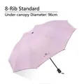 Ombrello pieghevole lavanda con rivestimento solare nero e robusta struttura a otto coste - Ombrello manuale standard a 8 stecche UV - Rosa